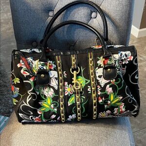 Ed Hardy Floral Black Handbag